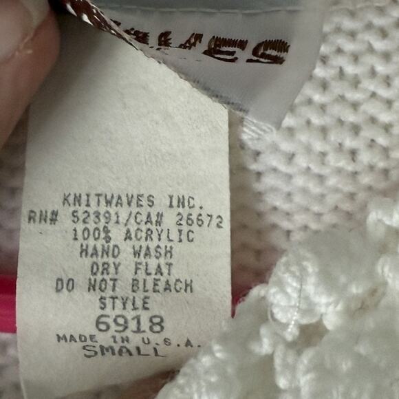 Vintage Miniwaves Sweater Girls Small Cable Knit Floral Made USA 90s Cottage - Picture 5 of 8